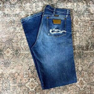 Wrangler 13mwz Cowboy Cut Jeans Men's 32x33 Blue Denim Straight Faded Workwear